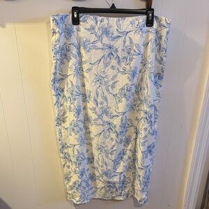 A New Day White and Blue Floral Midi Skirt